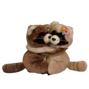 Vtg Dakin 1979 Hugging Raccoons Set Stuffed Animal Plush #31-1494